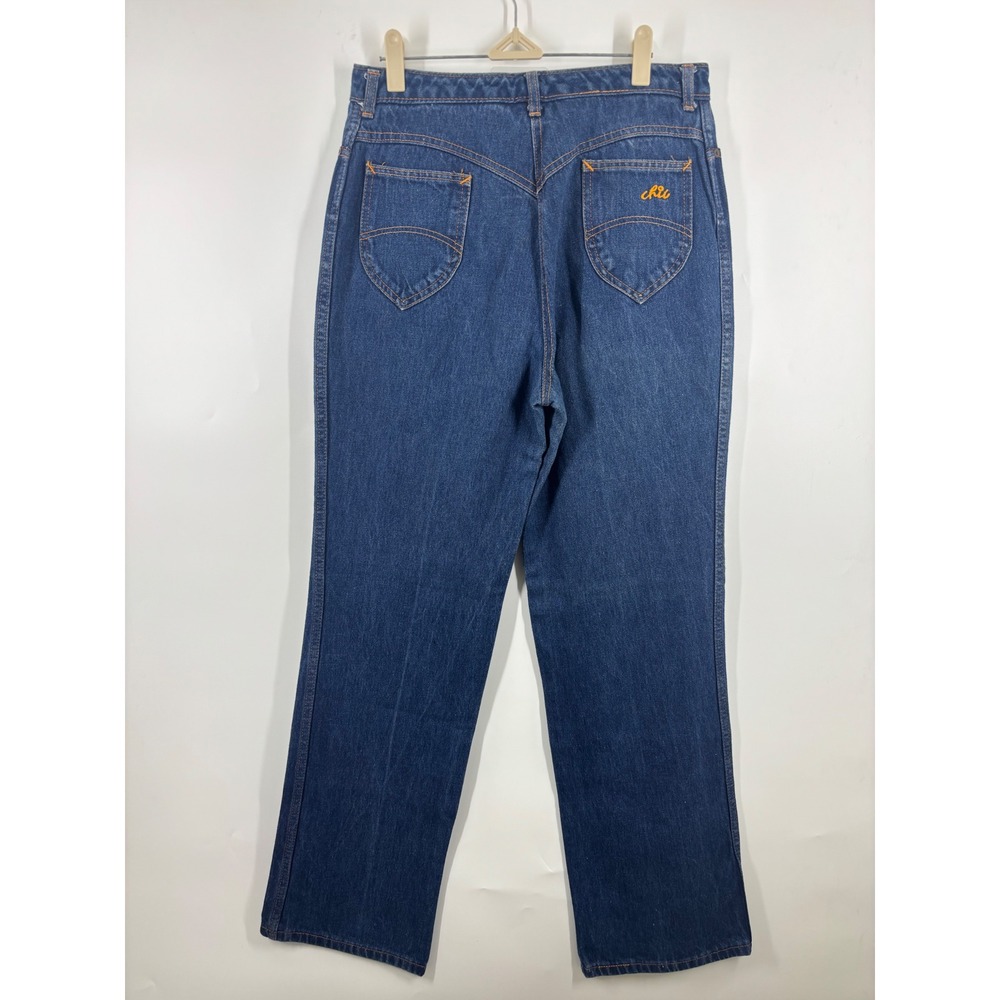 True Vintage 70's h.i.s. High Waist Blue Denim Straight Leg Heart Pockets 16